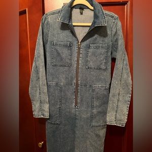 small/medium denim moto jumpsuit. boot cut. never worn.